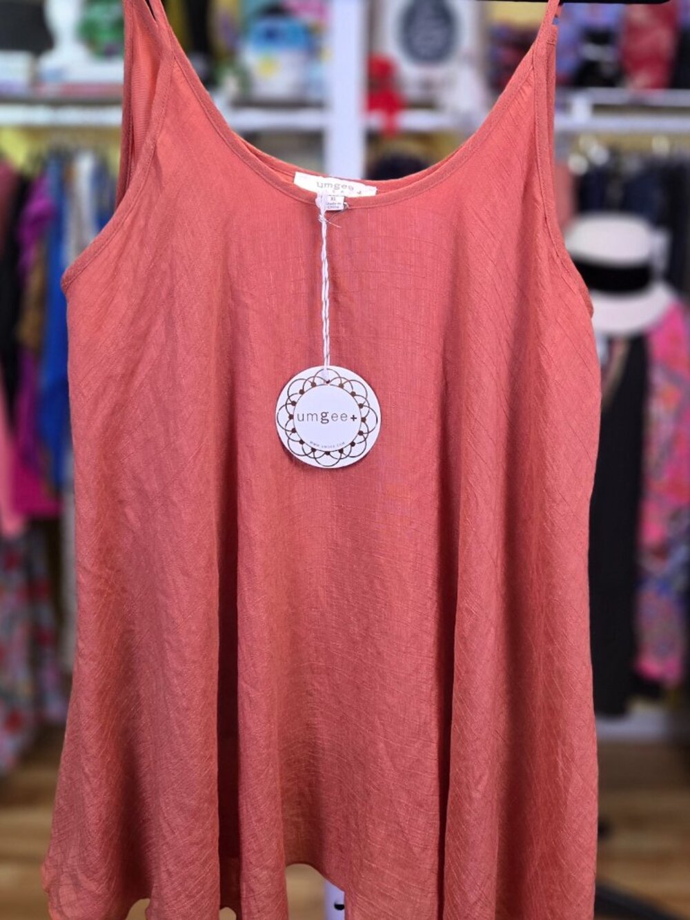 Umgee Sheer Spaghetti Strap Top (XL, 1X, 2X)